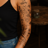 Leeuwin met Bloemen Tattoo Sleeve