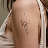 Lotus en maan elementen Tatoeage