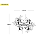 Vlinder omgeven door bloemen Tatoeage