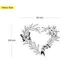 Hartvormige bloemenkrans met vlinder en vis Tatoeage