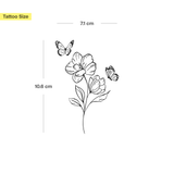 Bloem met twee vlinders Tatoeage