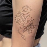 Draken en lotus Tatoeage