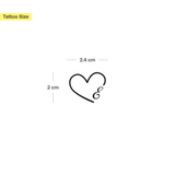 Hart met initialen tatoeage (A-Z)