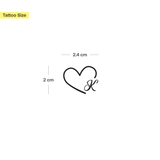 Hart met initialen tatoeage (A-Z)