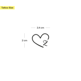 Hart met initialen tatoeage (A-Z)