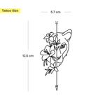 Half leeuw en half bloemen Tatoeage