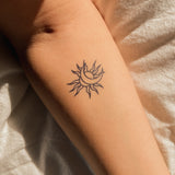 Old-Style Zon en Maan Tatoeage