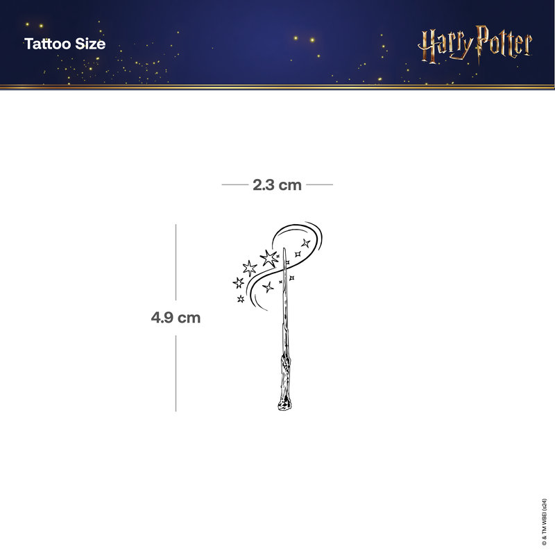 Harry Potter Zauberstab mit Sternen Tattoo