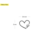 Hart met initialen tatoeage (A-Z)