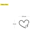 Hart met initialen tatoeage (A-Z)