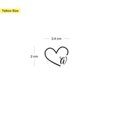 Hart met initialen tatoeage (A-Z)