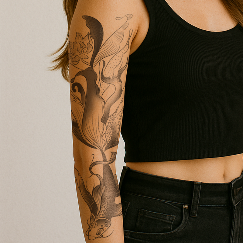 Rivier van de Lotus Tattoo Sleeve